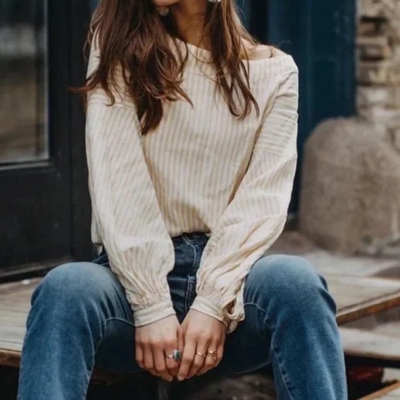 Anthro Maeve off the shoulder linen blend top - Picture 3 of 7